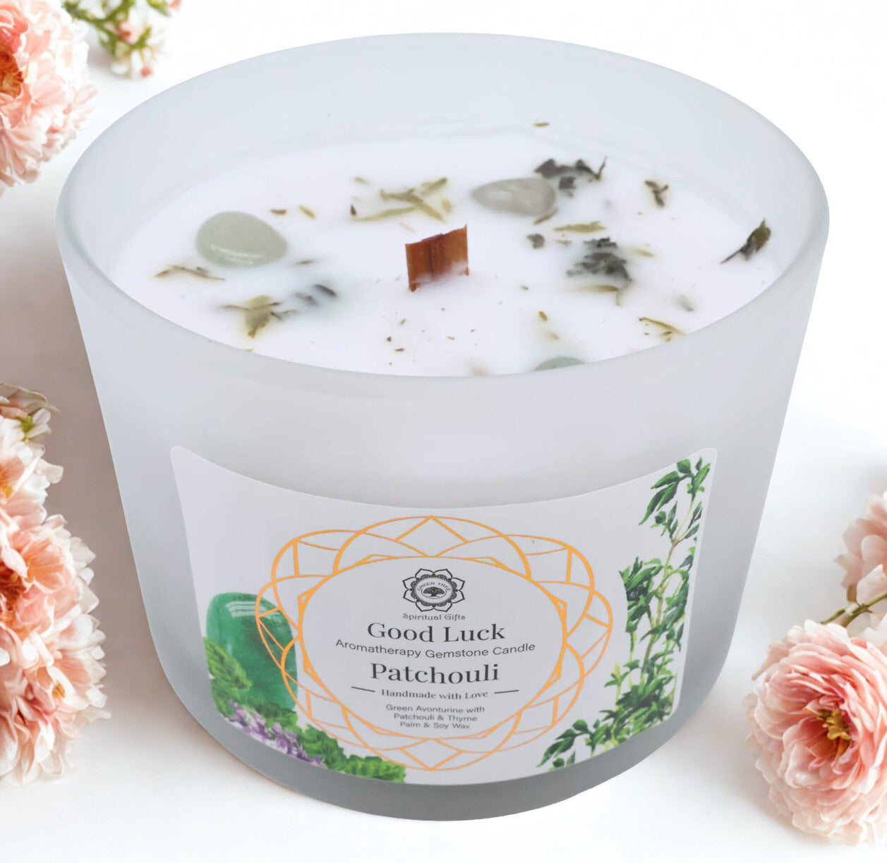 Candela Green Tree 'Buona Fortuna' Avventurina Verde + Patchouli 256g