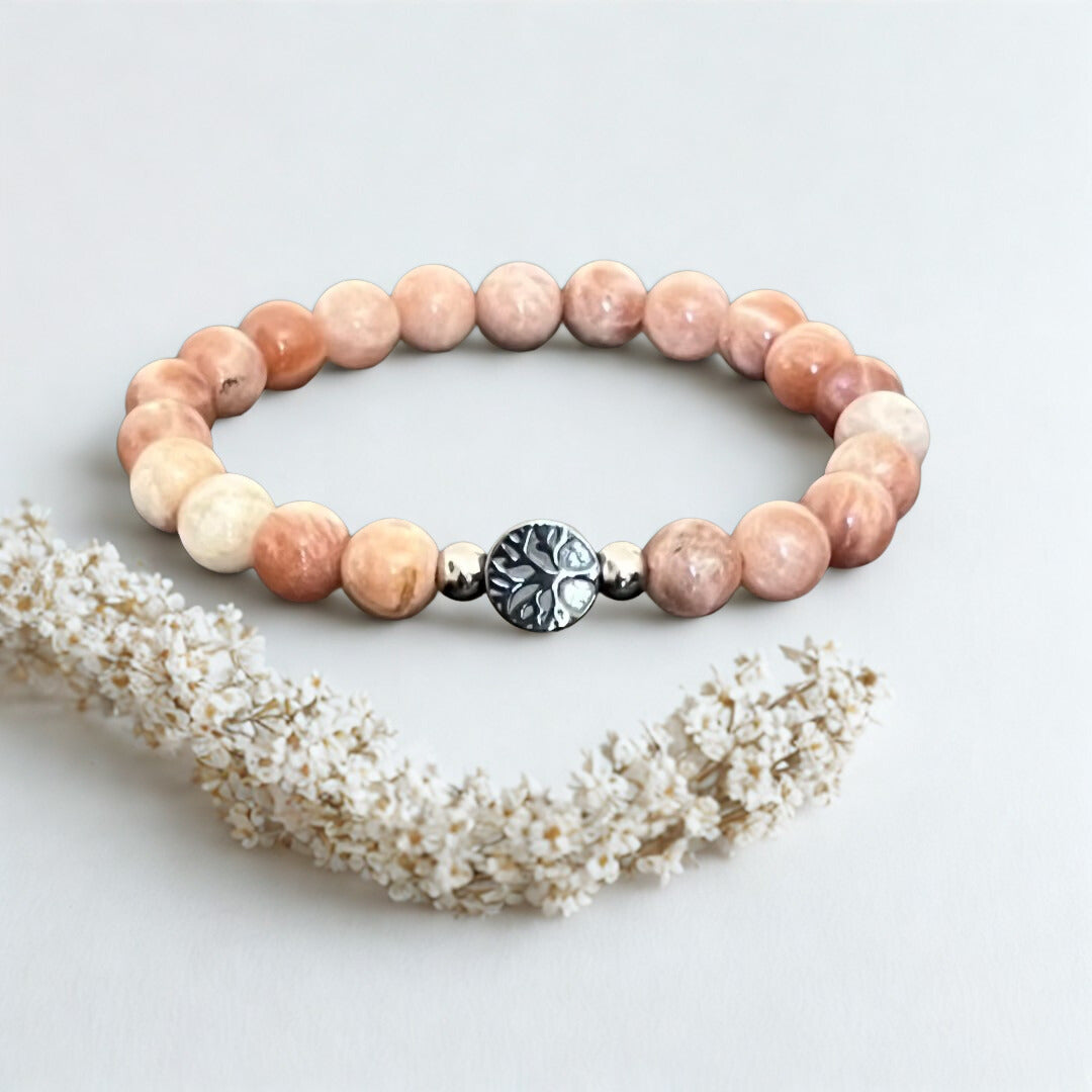 Bracciale "Albero della Vita" in Ematite e Pietra del Sole
