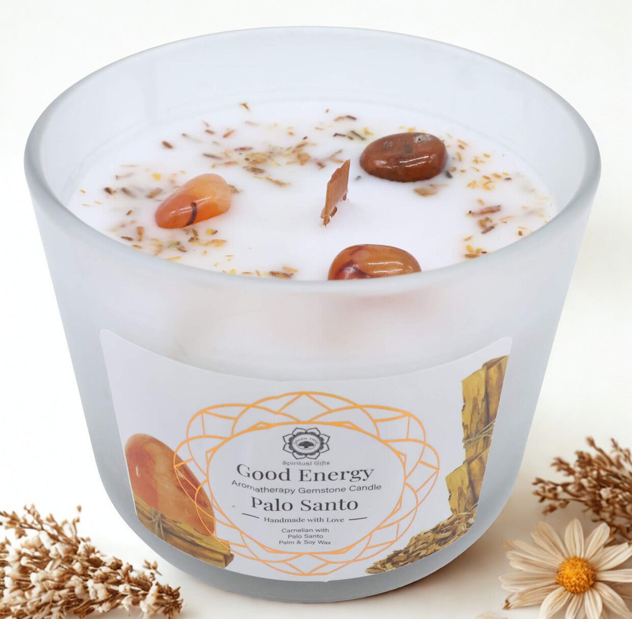 Candela Green Tree 'Energia Positivà' Corniola + Palo Santo 256g