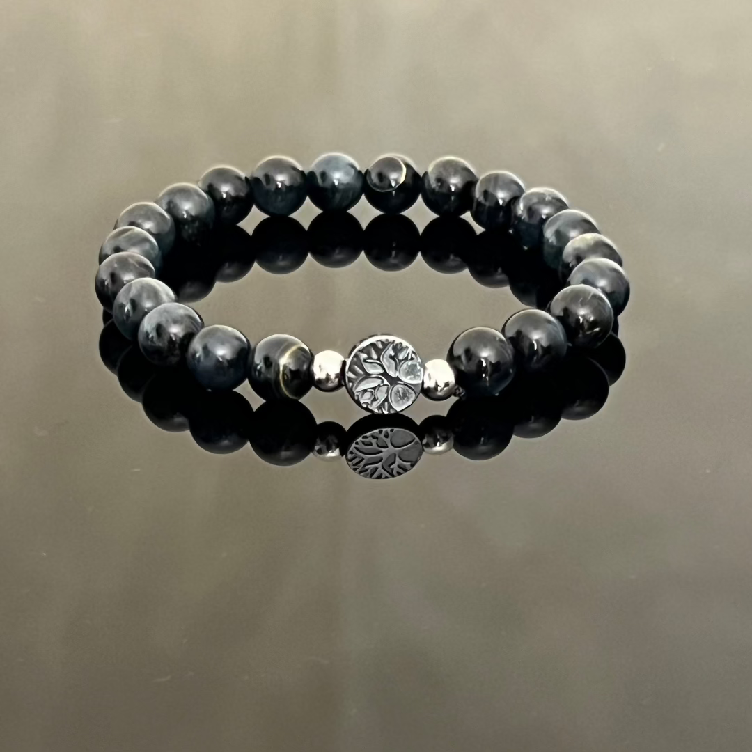 Bracciale "Albero della Vita" en Ematite e Occhio di Falco