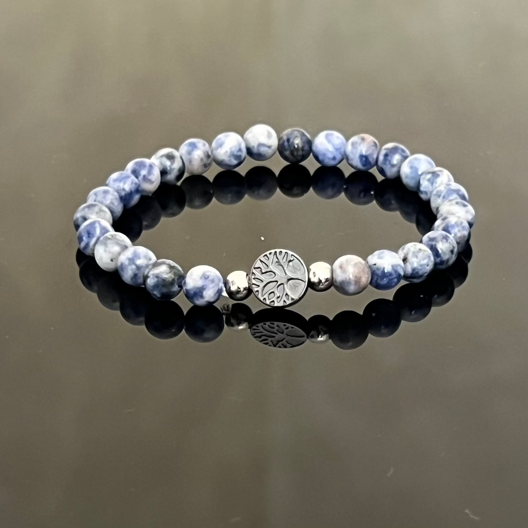"Tree of Life" Bracelet in Hematite and Sodalite