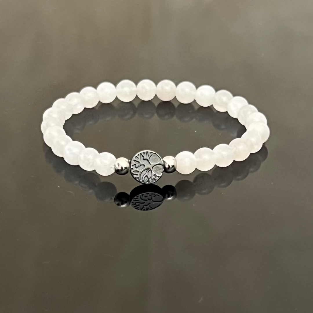 "Tree of Life" Bracelet in Hematite and Moonstone