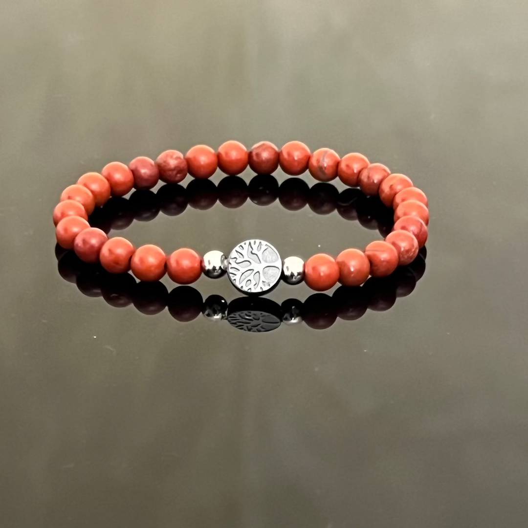 Bracciale "Albero della Vita" en Ematite e Diaspro Rosso