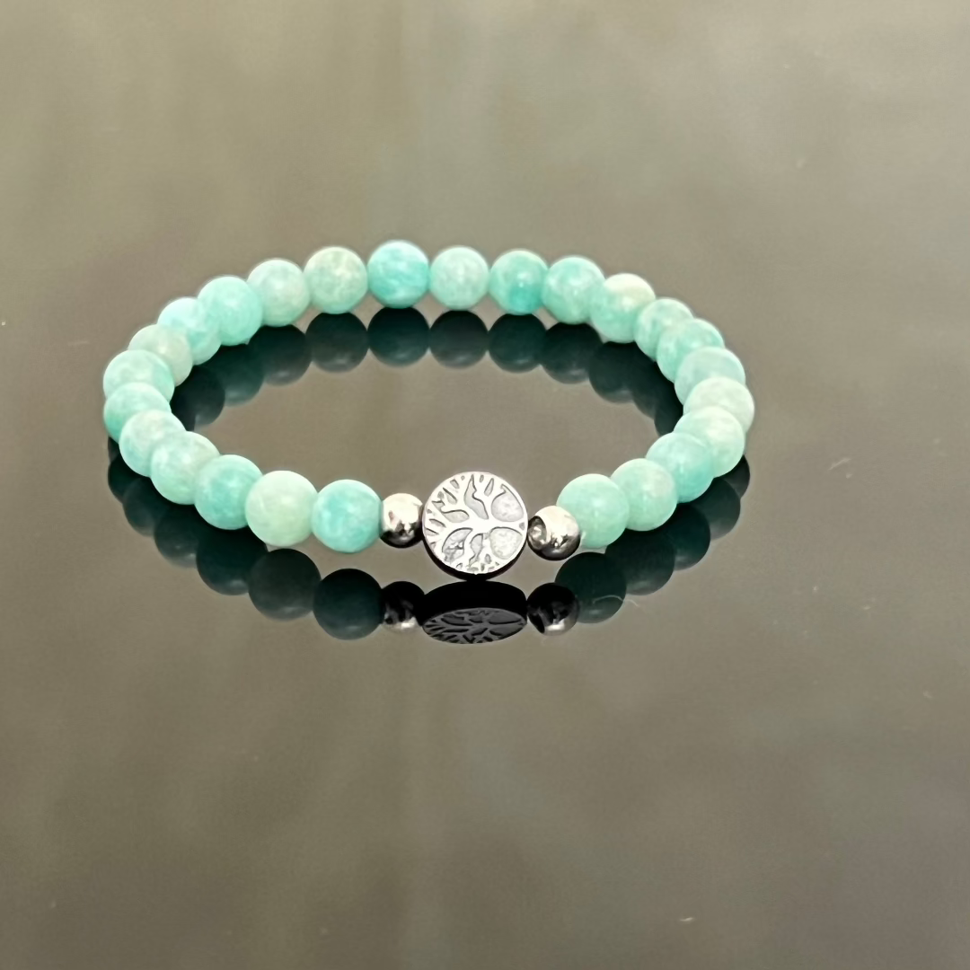 "Tree of Life" Bracelet in Hematite and Amazonite