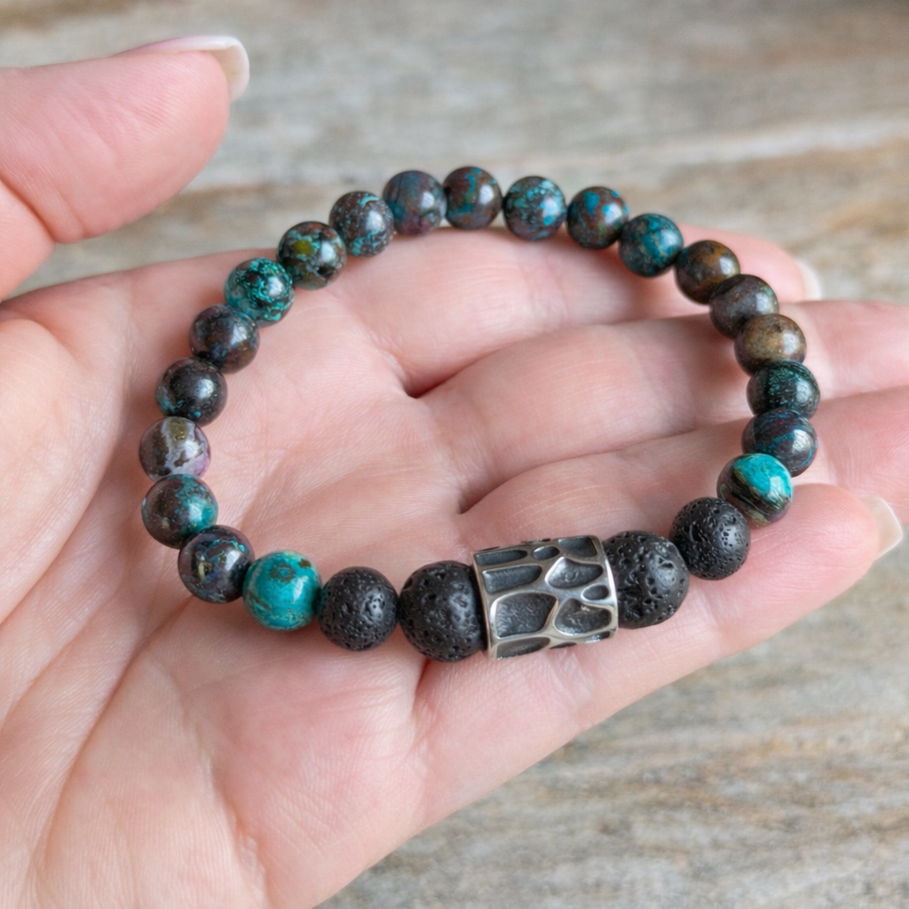 Bracciale “Earth Balance” – Chrysocolla & Lava