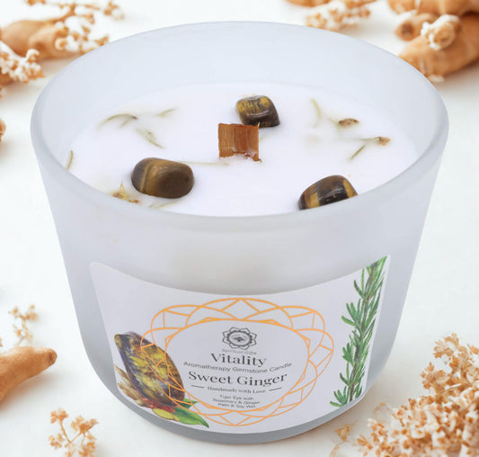 Candela Green Tree 'Vitalità' Occhio di tigre + Zenzero dolce 256g