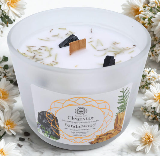 Candela Green Tree 'Pulizia' Tormalina nera + sandalo 256g