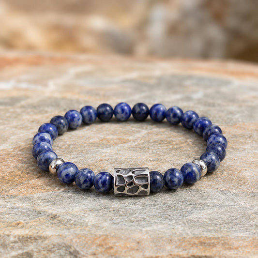 Bracciale “Mind Flow” – Sodalite & Acciaio Anti-Stress