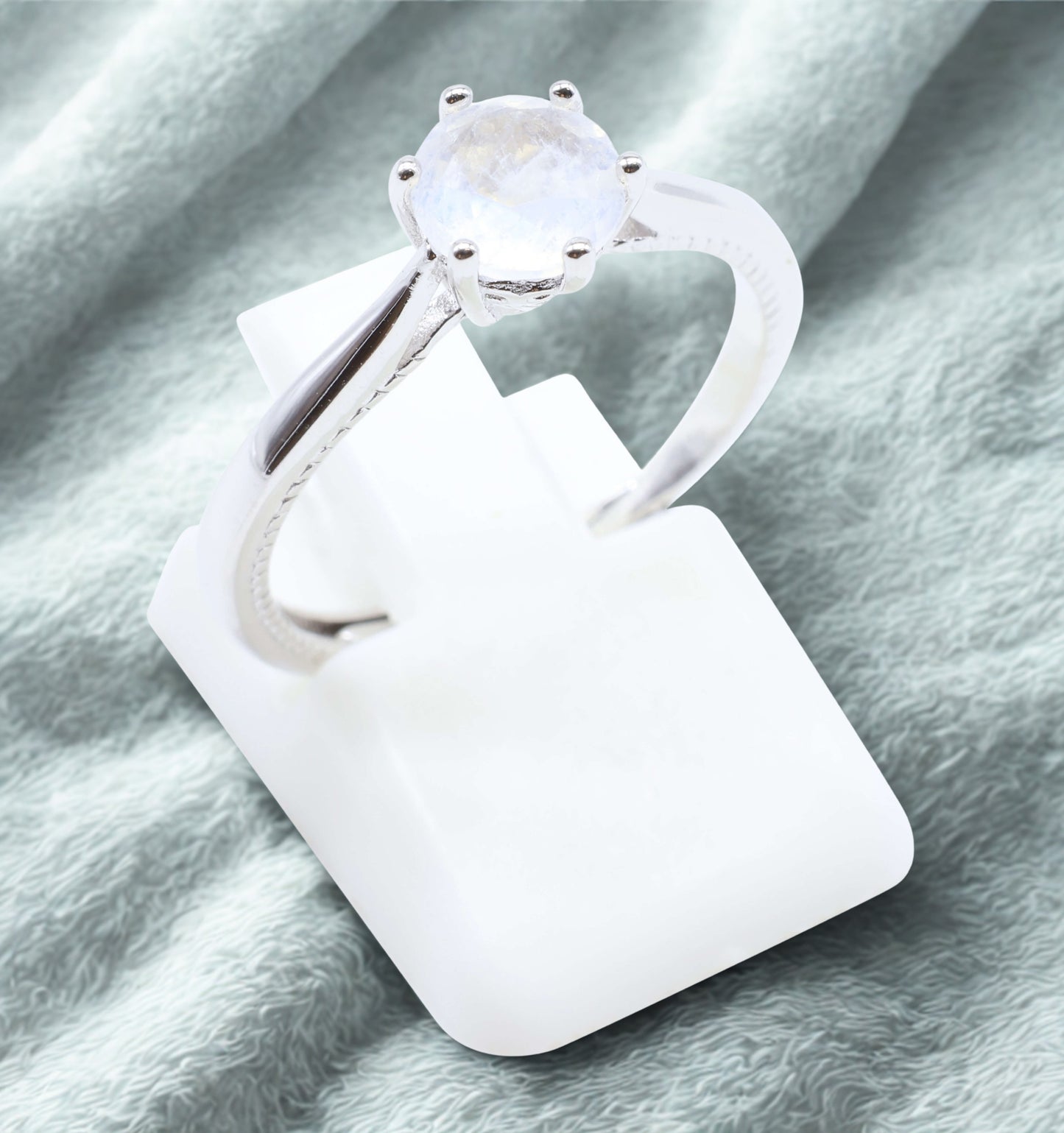 Moonstone Pure Light Ring – 925 Silver Platinum Plated