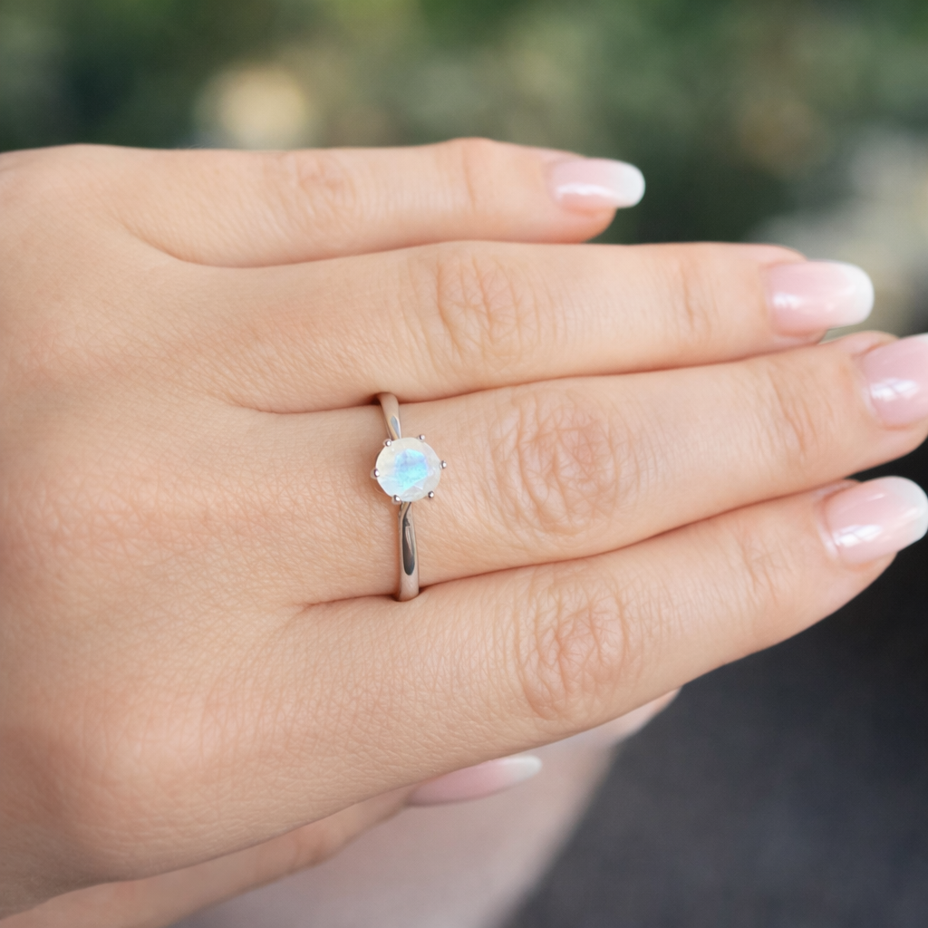 Moonstone Pure Light Ring – 925 Silver Platinum Plated
