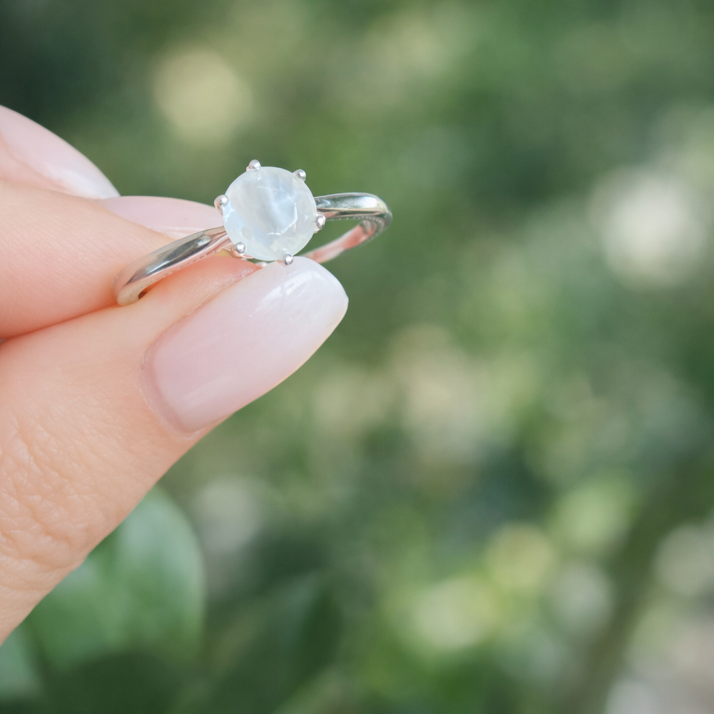 Moonstone Pure Light Ring – 925 Silver Platinum Plated