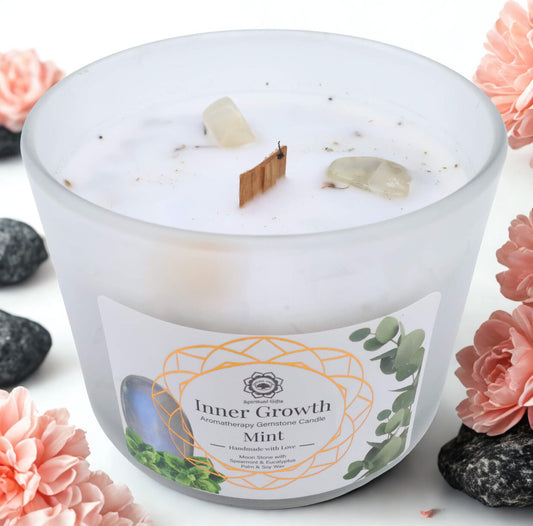 Candela Green Tree 'Crescita Interna' Pietra di Luna + Menta 256g