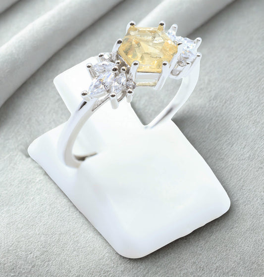 Citrine Light Energy Ring – 925 Silver Platinum Plated